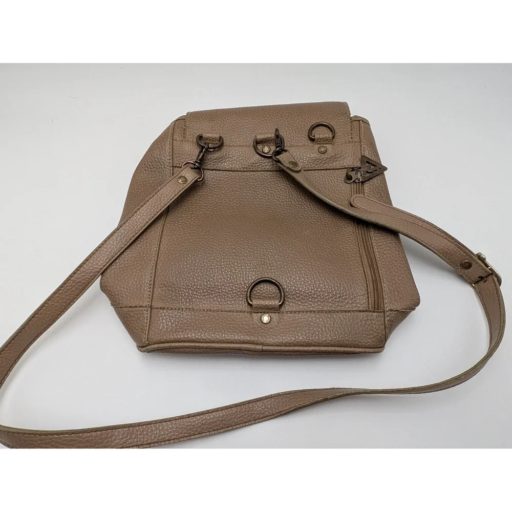 Guess Backpack Women Tan Vintage Pebble Faux Leather Paisley 90s Crossbody